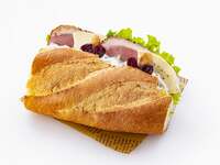 duck pastrami and camembert cheese sandwich