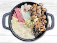 Cheese risotto with mushrooms and bacon