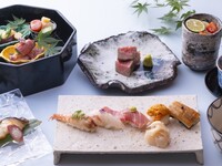 【Dinner】 Gion Course *Charcoal grilled fish and Wagyu beef, chef’s recommended sushi course