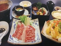 蟹天麩羅と国産牛すき出汁小鍋膳