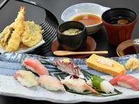 8件當地魚壽司和天婦羅套餐