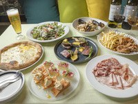 [Upgrade your meal! Ryogoku Terrace Enjoyment Plan] A highly satisfying plan that includes appetizers, pasta, pizza baked in a wood-fired oven, and even a main course ★ Includes 150 minutes of all-you-can-drink (last order 30 minutes before closing) including 2 types of draft beer that you can pour yourself and 6 types of draft wine!