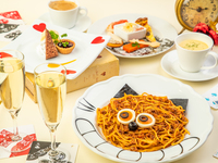 【ランチ】　チェシャ猫仕立てのラグーソースパスタのランチコース　食後のカフェ付