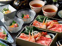 [Individual hot pot dashi shabu-shabu] Celebration kaiseki "Manju Manju" (snow crab, wagyu beef, carefully selected pork) *Reservation required by the day before