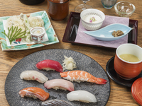 【江戸前鮨と小鍋ランチ】 『江戸前鮨5貫』＆『黒毛和牛と鰤の黄金だし小鍋』  土日祝3,000円