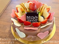 チョコクリーム (5号15cm）4~6名様用【ハートチョコ🩷】（「基本形」+「ハート🩷」）【税別5,138円】