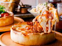 【乾杯ドリンク＆食後のカフェとメッセージプレート付き♪】人気のシカゴピザと牛ザブトンステーキのサプライズコース