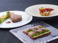 【～9/30・Exclusively for Online>】4 Course Dinner with Brased Beef Cheek as Main and Melon Parfait as Dessert with 1 Drink 