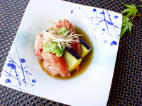 【8月限定ディナー】＼峠下牛の冷しゃぶと茄子の煎り出汁　利休がけ／