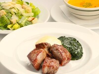 【Lunch】ーSEAFOOD＆STEAK COURSEー プライム サイコロステーキ＆サーモンのグリル