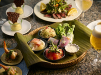 7/1～ Dinner【Summer only Garden Terrace Plan / 2 hours free flow included】French x Oriental Juicy charcoal grilled Wagyu beef and special tacos. (2 hours free flow included)