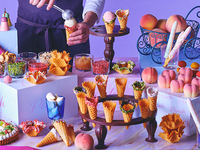 [Early bird discount up to 10 days in advance16% off online prepayment】 "Craft Your Waffle cone" Peach & Ice cream Sweets Buffet