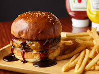 100% HALAL Kuroge Wagyu Homemade Teriyaki Cheese Burger
