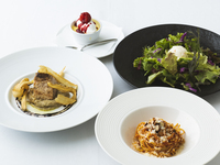 【PREFIX LUNCH 2600YEN】 平日限定 選べるパスタ、メイン､ミニデザート付きの全4品