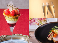 【土日祝】＊グラススパークリングワイン付き＊いちごのミルフィーユミニパフェ付きランチコース（食後カフェフリー）
