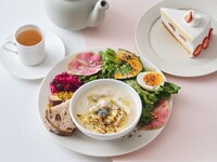 Special Brunch with Dessert & Drink — Pancetta and Mushroom Cheese Cream Soup & Salad with Organic Onion Dressing