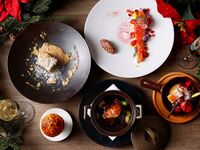 表参道イルミネーション忘年会テラス★乾杯スパークリングワイン　温かいパイスープからロッシーニスタイル　煮込みハンバーグ