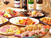 【NORMALコース】ピンチョスやミックスパエリアなど全6皿＋生ビールやカヴァなど飲み放題（2時間制）