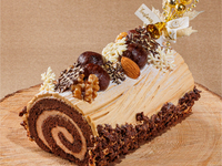 【クリスマスケーキ】栗とキャラメルのブッシュ・ド・ノエル(15cm)