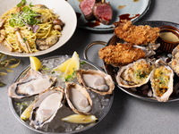 A full course meal to enjoy comparing raw oysters - Grilled seasonal vegetables and domestic roast beef, 10 dishes in total