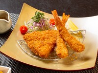 Mixed fried horse mackerel and shrimp