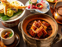 <Lunch> Online reservation only [Eel meal] Special lunch featuring sashimi, tempura, chawanmushi, and domestic eel cooked in a clay pot