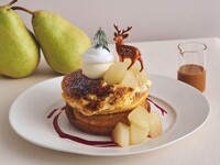 [November only (from November 6th)] Weekday special free drink set / Fresh pear brulee pancakes with fresh caramel sauce