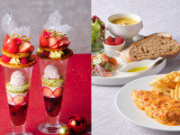 〈ランチ〉いちごのミルフィーユクリスマスパフェ付き＊メインが選べるカジュアルランチプレート