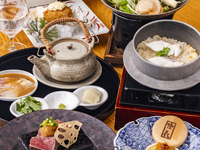 [Luxury Seasonal Lunch] "Small pot of seasonal fish in golden broth and freshly-fried oysters" & "Wagyu beef stone-grilled steak and sea bream rice with hitsumabushi" Weekday special price 2,100 yen