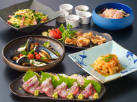 【広瀬コース】ボリューム満点！寒鰤のお造り＆ベーコンとほうれん草の和風パスタ 120分飲放付 7品 5,500円(税込)