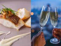 11月限定【乾杯酒プレゼント】深谷ネギのパイ包みスープやサーモンポワレ、メインに国産豚ローストか国産牛ロースのロティ、ロッシーニを選べるコース全5品-SHIKITEI-