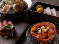 【数量限定】冬の「贅沢三昧」特別会席 全7品　～天然クエ鍋　黒毛和牛ステーキ　蟹酢甲羅盛り～ 