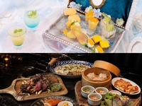 【晚餐☆午后时光】“人鱼公主”午后茶点套餐！包含《牛横膈膜烤肉与鸡肉什拉斯科配奶酪烩饭》等共8道菜品，分5盘上桌