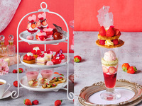 2時間カフェフリー【土日祝】真っ赤な苺づくしのアフタヌーンティーと苺のミルフィーユパフェのスイーツセット