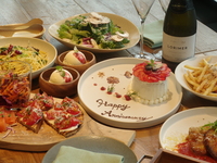 【DINNER】Anniversaryプラン　大切な記念日に。 乾杯スパークリングワインとアニバーサリーケーキ付の全8皿＋食後のカフェ付き