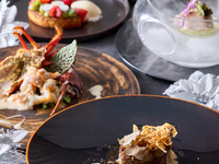 ＜TV放映記念＞【2025Xmas】Excellent Dinner＜月夜＞グラスシャンパン付きキャビアと寒ブリとのどぐろの前菜+フォアグラとフレッシュトリュフ+活伊勢海老のグリルの雲丹ソース+特選黒毛和牛のフィレとサーロインの食べ比べ