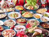<キャンペーン>【12月平日13時入店限定】乾杯ドリンク付きクリスマスランチ！ローストポーク、ローストチキン、ブランマンジェの紅ズワイガニのせなどおすすめ！サーモンとイクラちらし寿司、揚げたての天麩羅も登場！