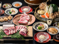 【超希少】天然小猪肉と最上級ロース肉の食べ比べぼたん鍋コース《上撰》