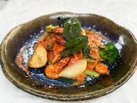 小海老と小松菜のトマトクリームソース