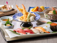 2/1～ランチ限定「本鮪の握り寿司と天婦羅御膳」1ドリンク付き