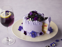 【パープルカラードリンク付き】バレンタイン パープルホワイトチョコレート・ストロベリーショートケーキ