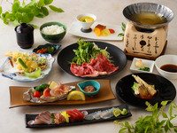 オンライン予約限定【日本酒飲み比べセット付】ディナー　黒毛和牛しゃぶしゃぶ会席