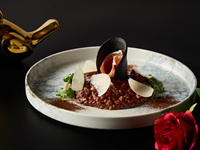 [Valentine's Dish] Valentine's Risotto with Cacao and Serrano Jamon