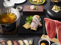 March and April Spring [Extreme Course] "Edomae Sushi and Wagyu Beef 6-Second Grill & Sakuradai and Yamagata Pork Sea Urchin Shabu-Shabu Small Hot Pot" Sushi and Japanese Cuisine Course (Weekdays 6,400 yen / Weekends and Holidays 6,800 yen)