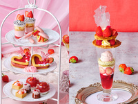 【通常席 】ストロベリーアフタヌーンティー＋苺のミルフィーユパフェ＆苺スパークリング付き！