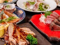 【3月〜5月】鰹の藁焼き×中とろ鮪×鯛の藁焼き 豪華3種合盛り　碧の清流コース（2時間飲み放題付き）