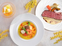 【ミモザランチ全4皿】魚か肉の選べるメイン+乾杯スパーク含むワンドリンク（3/1～3/31）