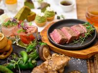 【肉×ナイトアフタヌーンティー】牛ヒレステーキ＆パスタ＆セイボリー、デザート＋2h飲み放題