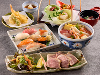 豚肉の玉葱麴焼きと生寿司御膳