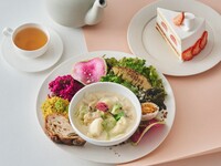 [Special lunch with dessert and drink] Cherry blossom and spring cabbage clam chowder & salad with organic onion dressing